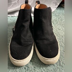 Black Faux Suede Slip-On Sneakers